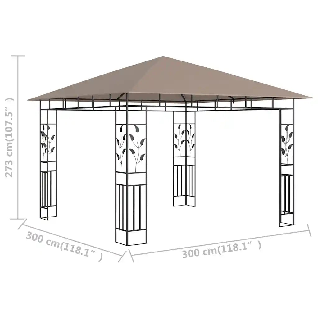 Gazebo | Pergolato con Zanzariera 3x3x2,73 m Talpa 180 g/m2