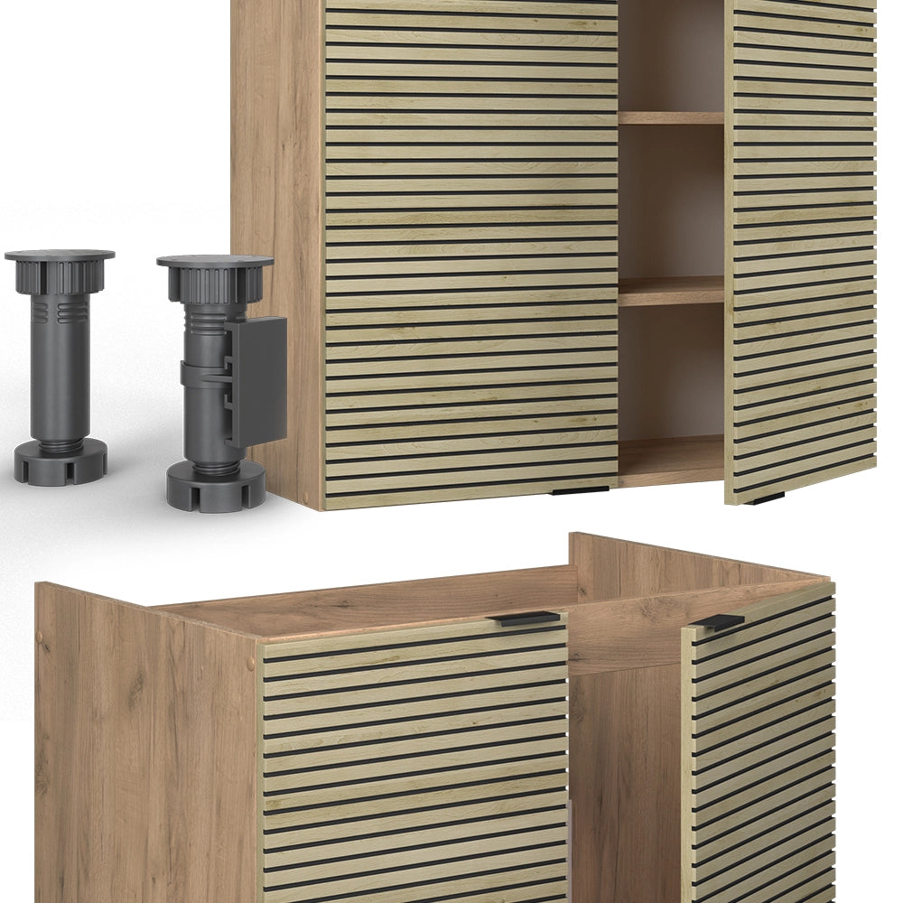 Vicco Cucina componibile Pannello in rovere/rovere goldkraft 235 cm senza piano di lavoro