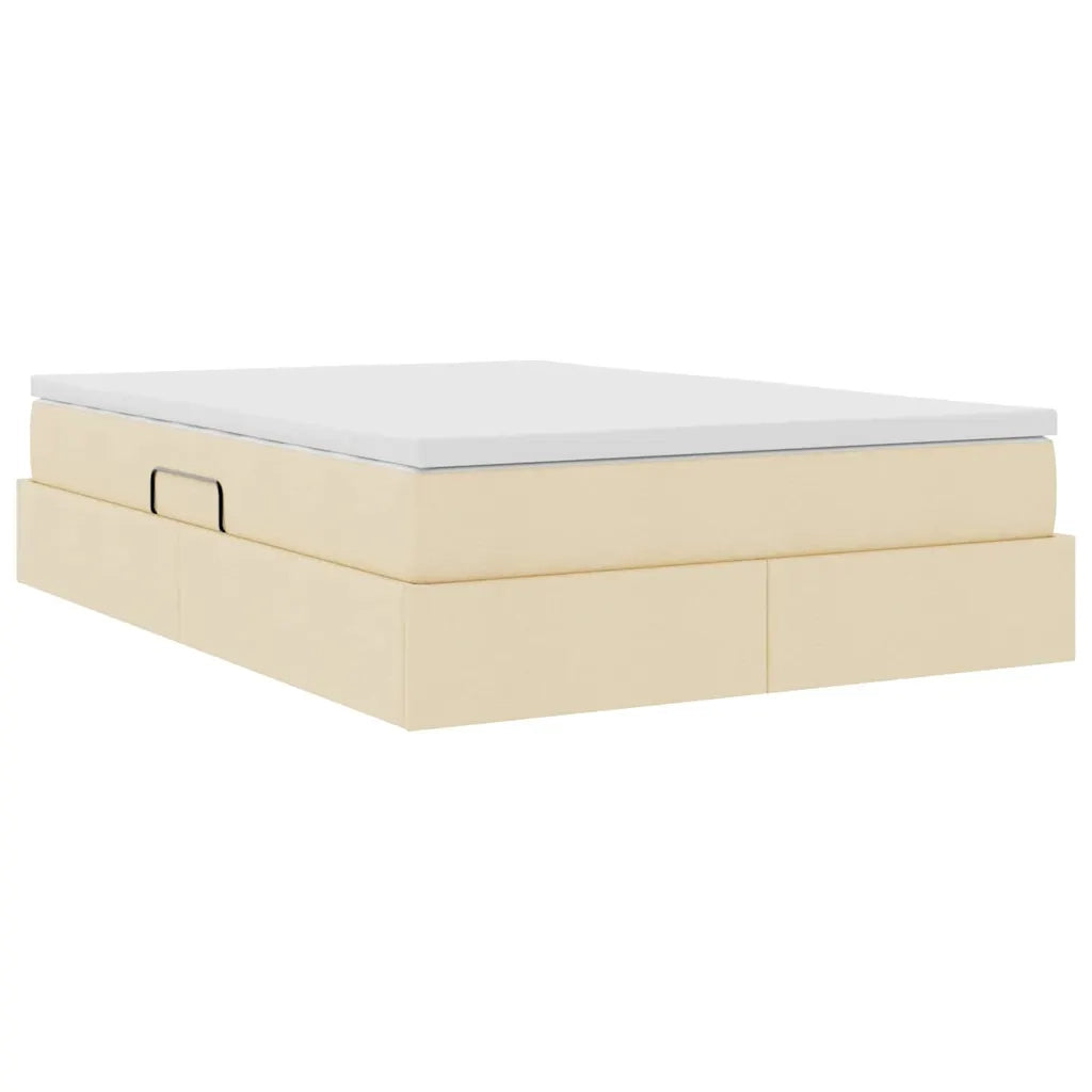 Letto con contenitore e materasso Crema 140 x 190 cm Poliestere 3370228