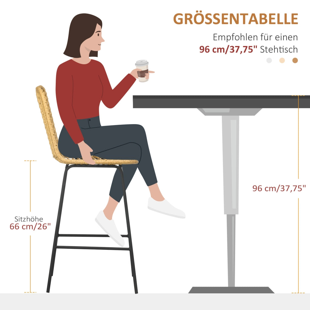 Set di 2 sgabelli da bar gialli in rattan con schienale