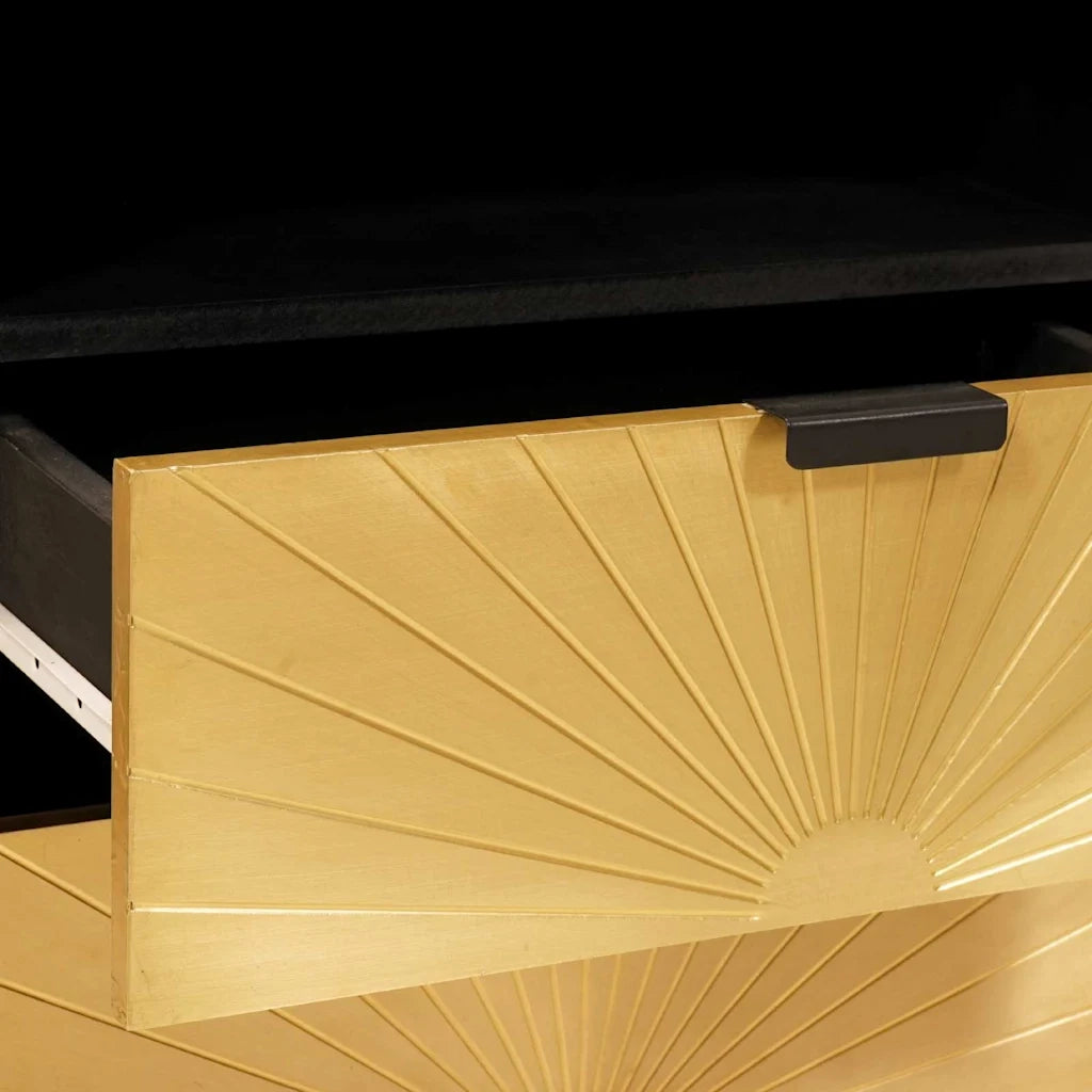 vidaXL Comodino Nero e Oro 50 x 33 x 60 cm legno massello di mango