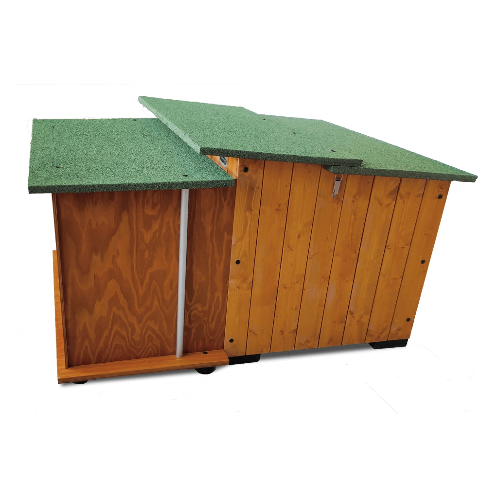 CUCCIA IN LEGNO PER CANI DA ESTERNO MODELLO ITALY CON VERANDA E-ALANO CON "TENDINA OMAGGIO" L.121 x P.140 x H.86