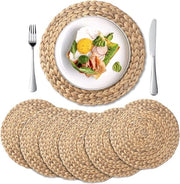 Set di 6 piastre a intreccio rotondo, piastre per tavola da pranzo Strowaterhyacint (35 cm)