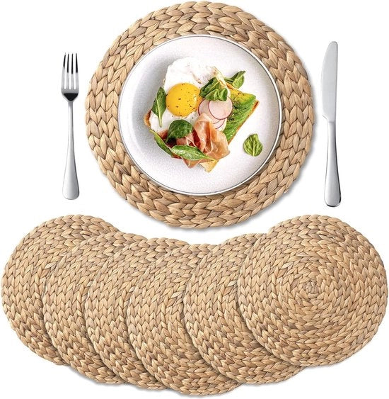Set di 6 piastre a intreccio rotondo, piastre per tavola da pranzo Strowaterhyacint (35 cm)