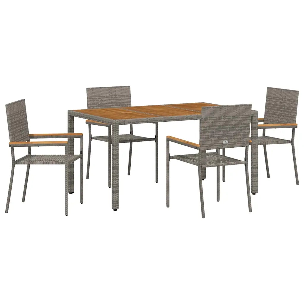 Set da Pranzo per Giardino 5 pcs Grigio polyrattan 3365407