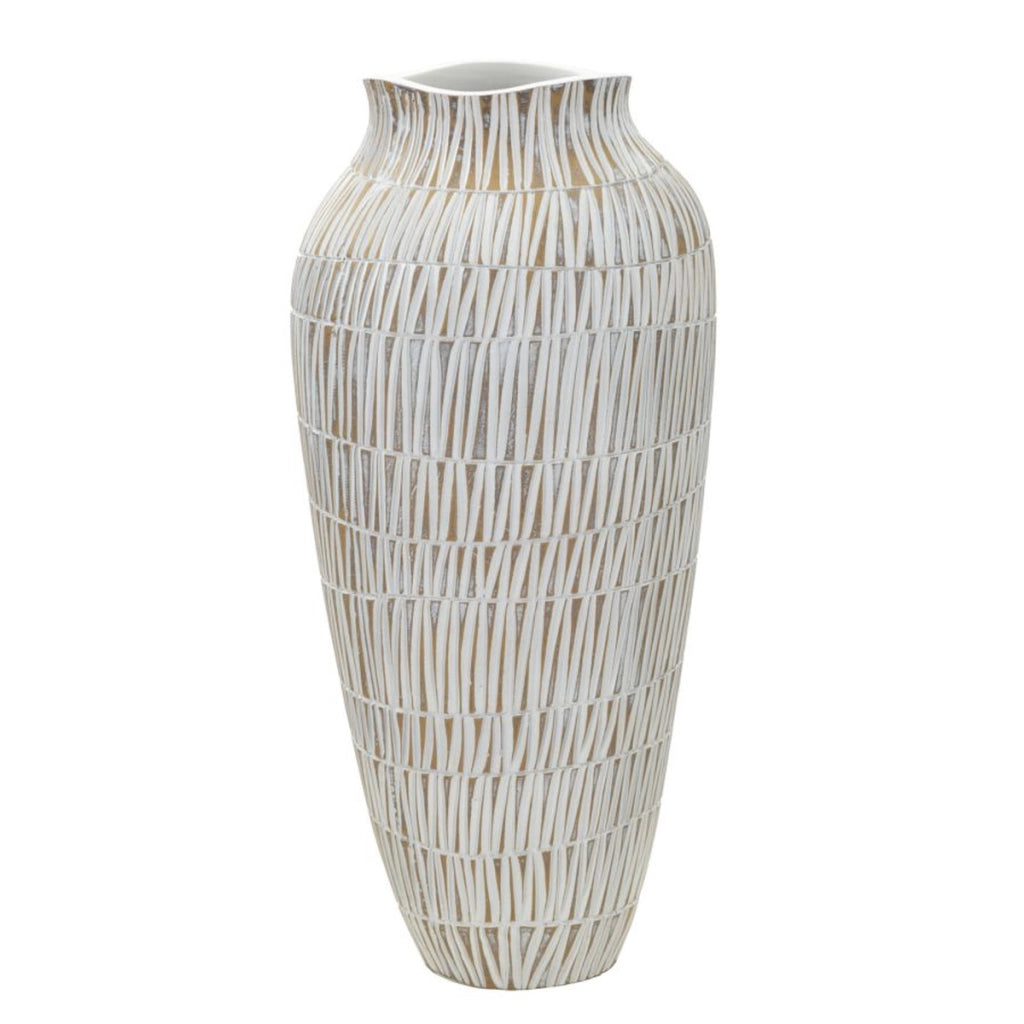 Vaso Decorativo VKH666, Bianco, Poliresina, 23x23x50 cm