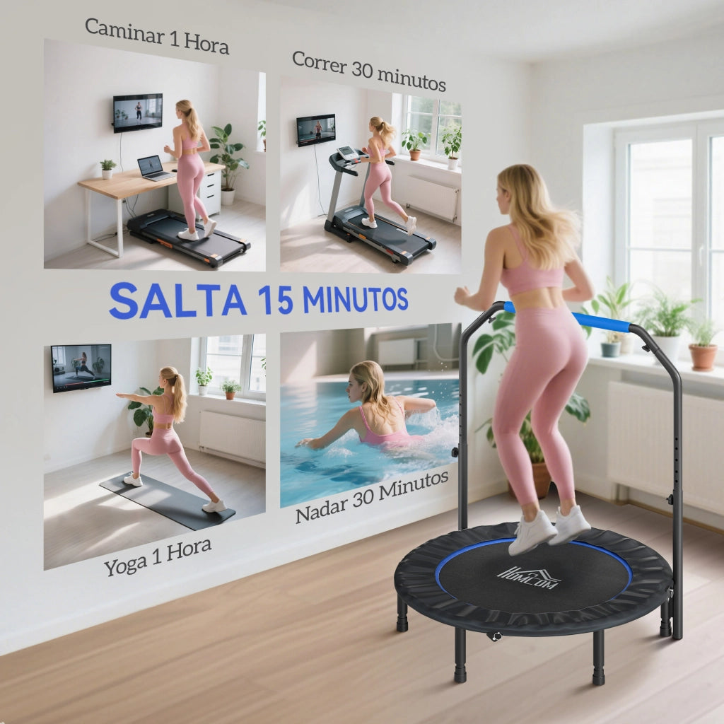 Trampolino Elastico Pieghevole ¨C Zephmum ¨C Acciaio 114 cm Blu Nero