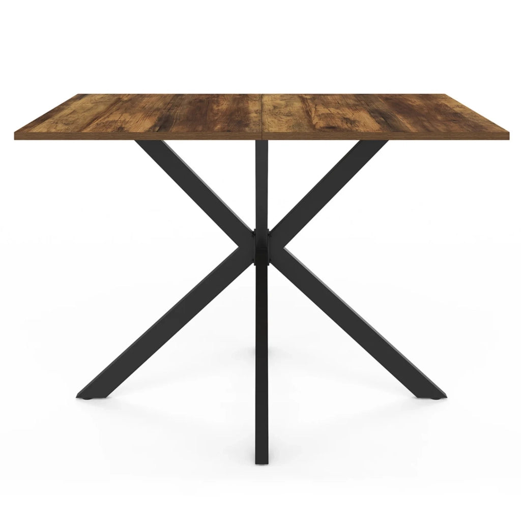 IDMarket - Tavolo da pranzo rettangolare ALIX per 6 persone con gamba a ragno nera e piano in legno scuro HAWKINS 110 cm