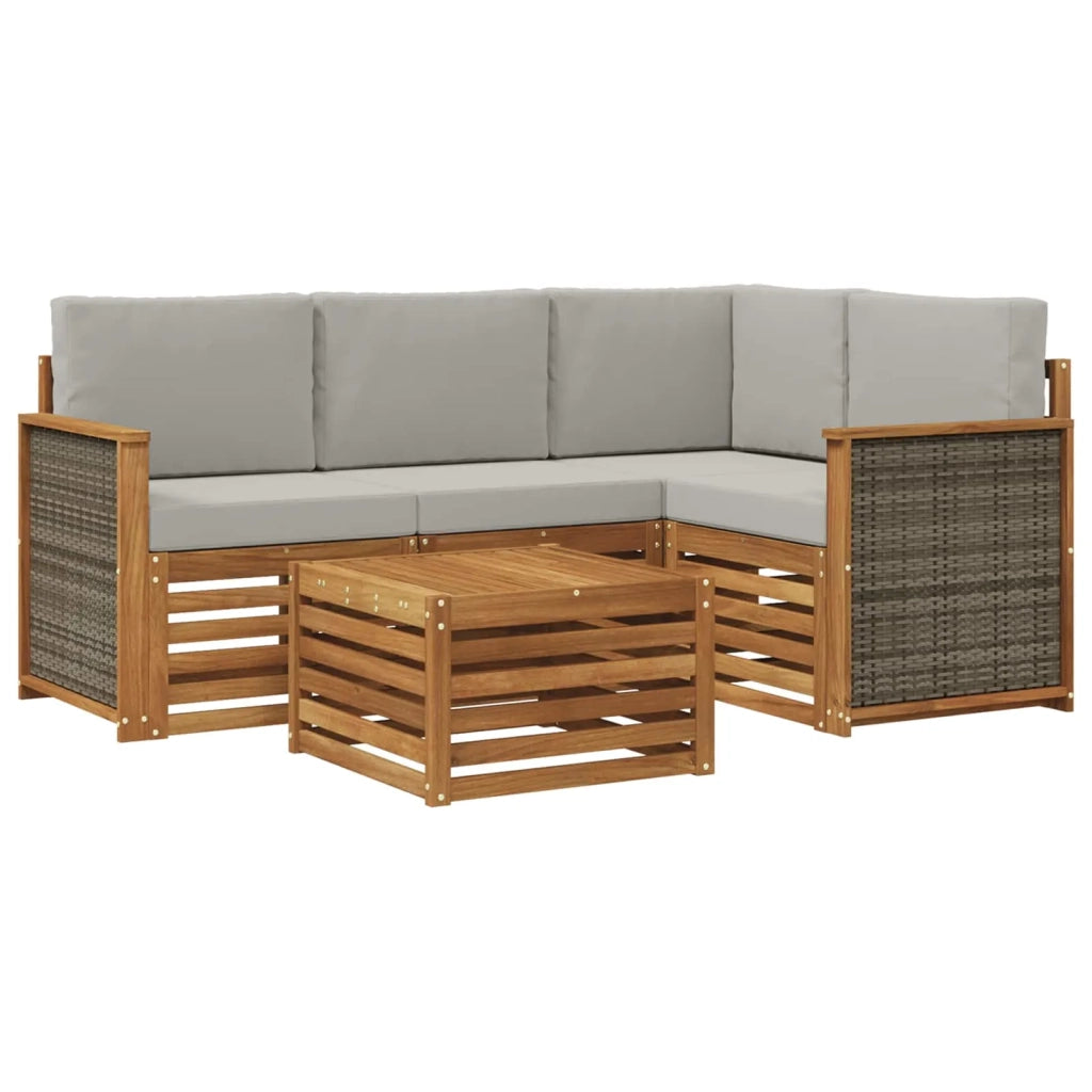 Set di divani da esterno 5 pcs Naturale e Grigio Chiaro 3384317
