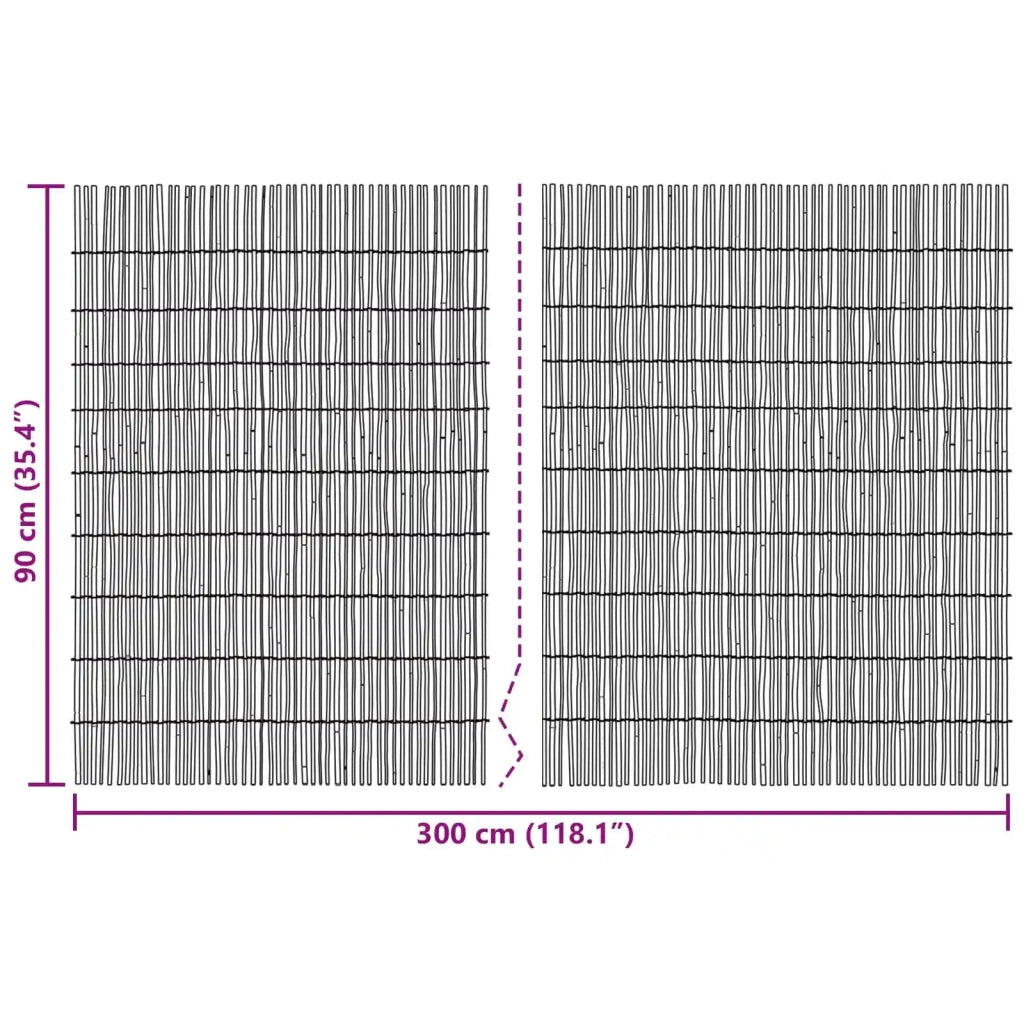 Recinzione per Giardino Carbonizzato 300 x 90 cm Giunco 42031263