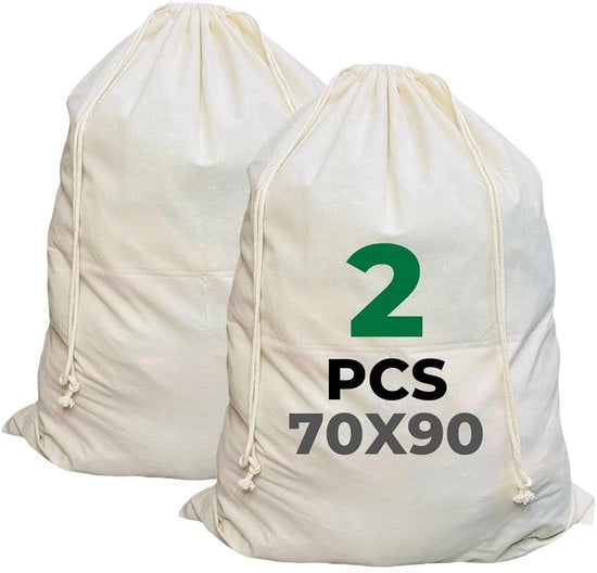 Set di 2 grandi sacchi di bucato - cotone duraturo - 100 litri