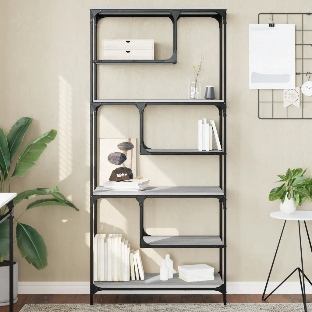 Libreria-Scaffale per Libri-Mobile di Stoccaggio Grigio Sonoma 81x36x176 cm in Legno Multistrato