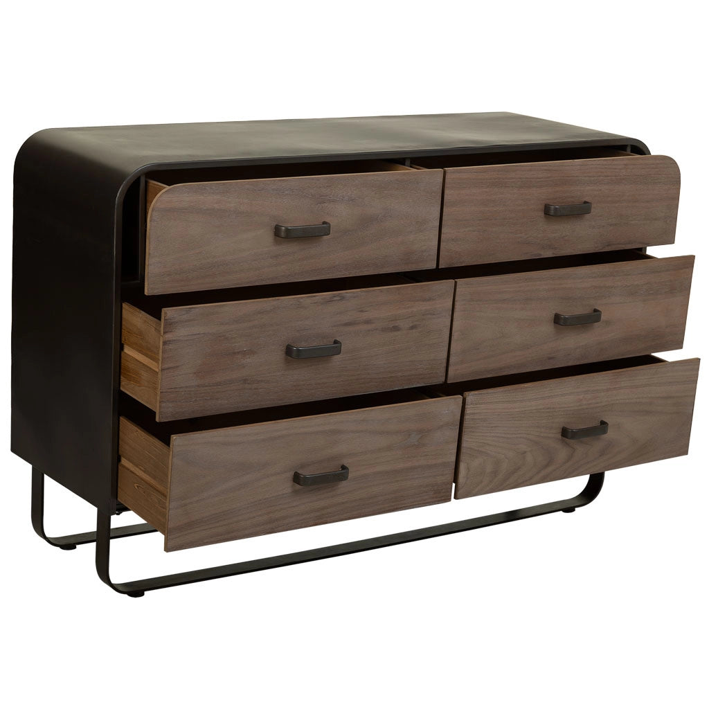 Cassettiera in metallo e legno nero 120x40x78,5h cm