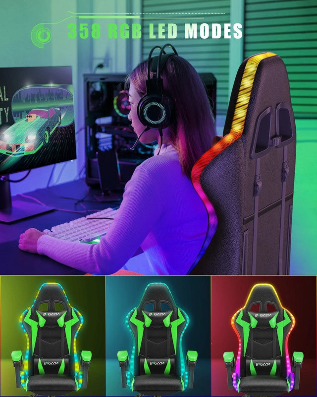 Sedia da gaming,Sedia da gaming professionale  con tecnologia LED RGB integrata, con poggiatesta, supporto lombare e braccioli