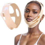 Benda per il rafforzamento del viso a forma V - Benda per il sollevamento del viso - Doppio supporto mascellare - Tessuto nylon respirabile - Progettazione rafforzante - Indossabile senza cuciture