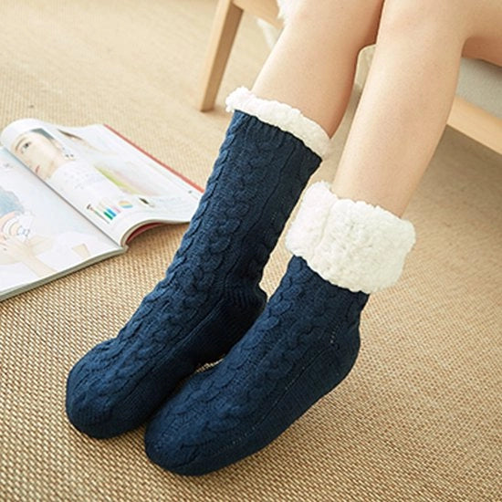 Pantaloni antiscivolo per donne, pantoffoli spessi e morbidi per donne e ragazze, regalo ideale per lei, colore blu scuro