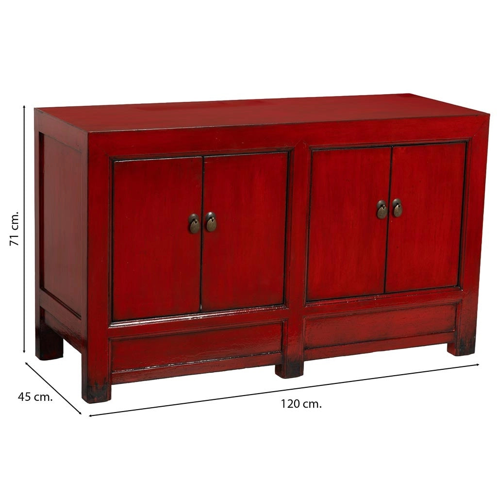 Credenza in legno rosso 120x45x71h cm