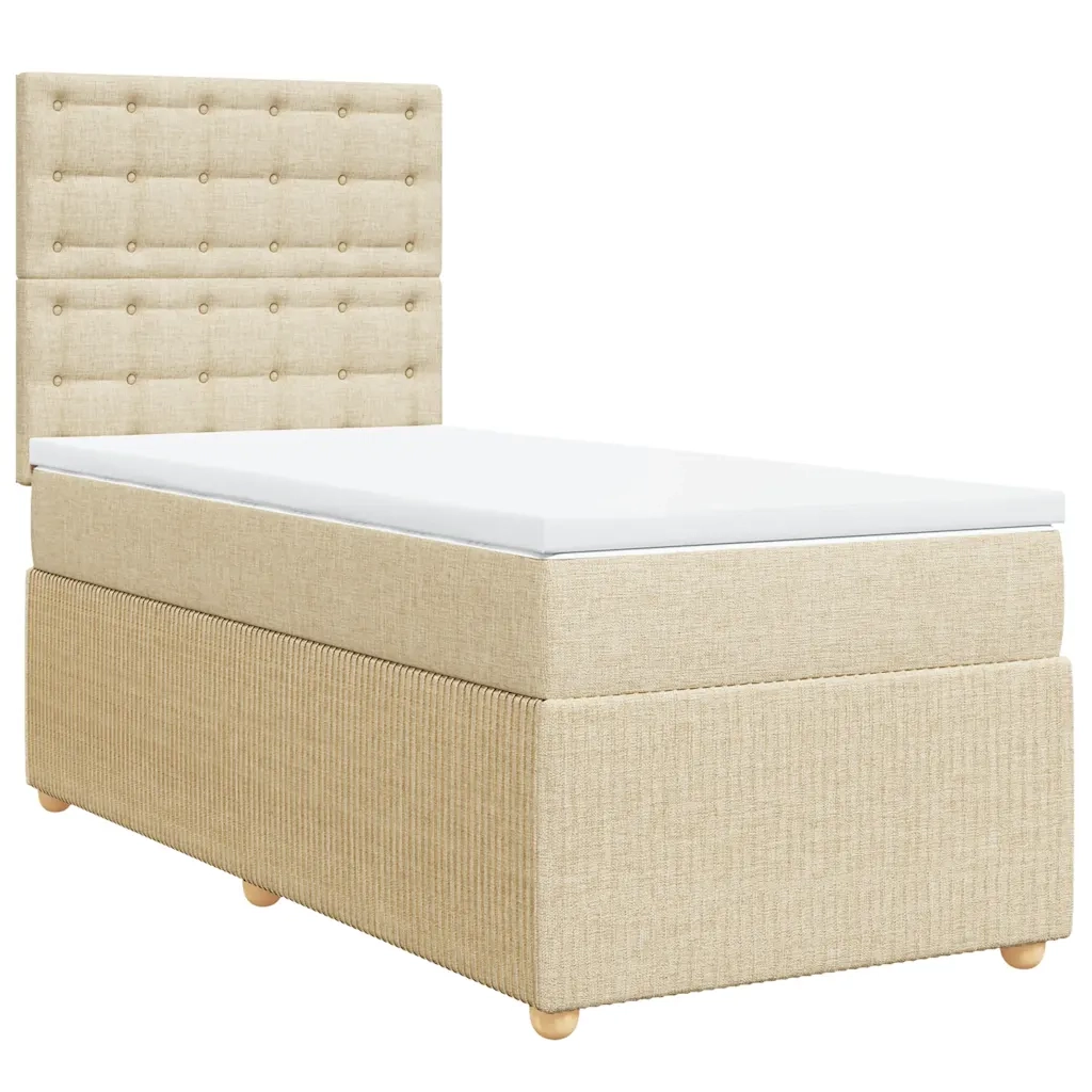 Giroletto a Molle con Materasso Crema 90x190 cm in Tessuto