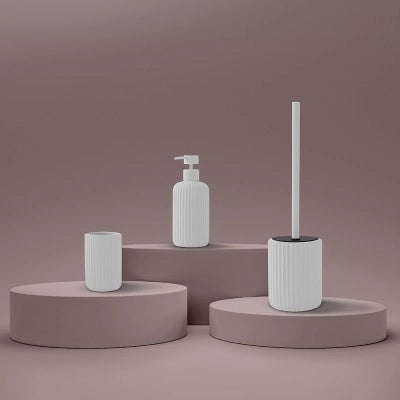 Set accessori bagno 3 pezzi in ceramica bianco soft touch Spring