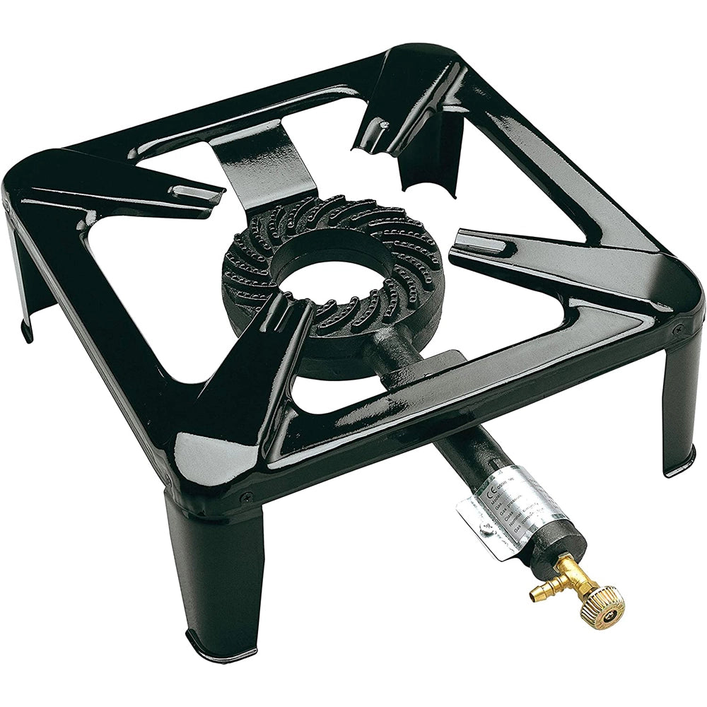 FORNELLO A GAS FORNELLONE ACCIAO GHISA BARBECUE CAMPEGGIO TRASPORTO 30x30x14 cm
