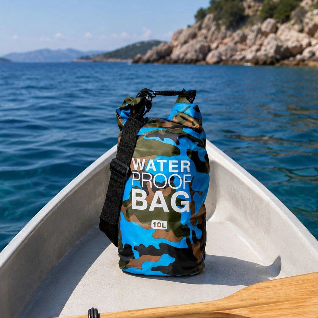 Senine, Borsa Impermeabile Capacità 10 lt, blu Mimetica