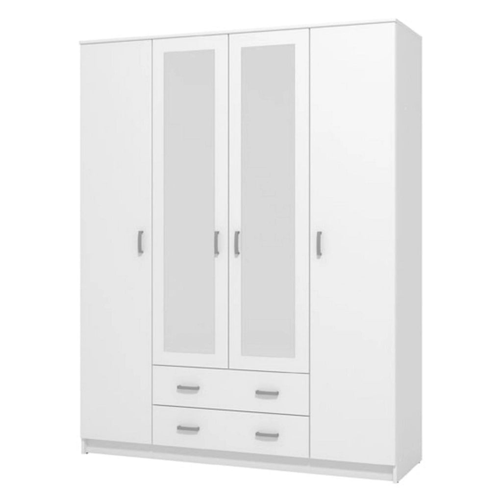 Armadio Camera da Letto Miazzina, Guardaroba Grande 9 Ripiani, 160x205h cm Bianco