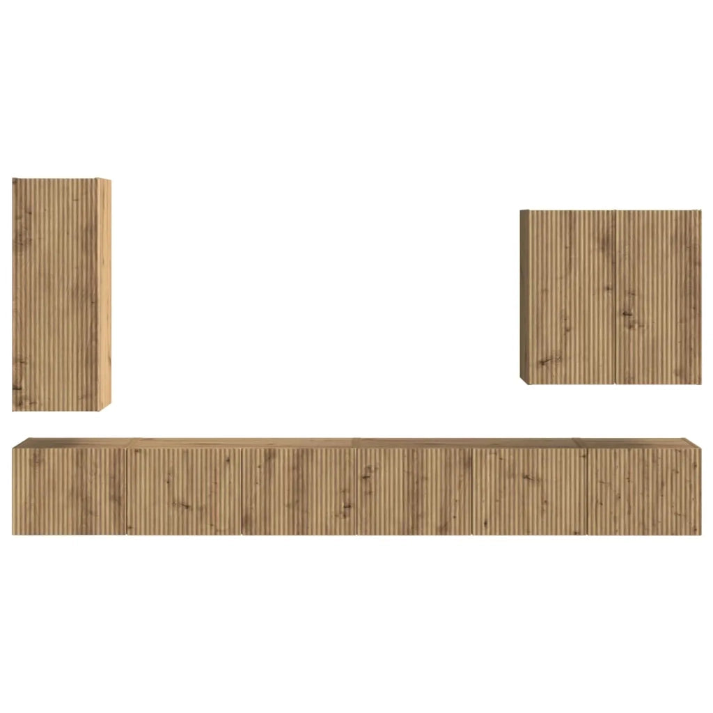 Set di Mobiletto da TV a Parete 6 pcs Rovere artigianale 3408951