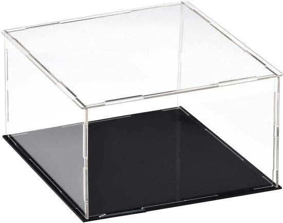 Vetrina per azioni 20 x 20 x 10 cm - Design trasparente - Base nera - Protezione impermeabile - Vetrina per action figure - Facile da montare