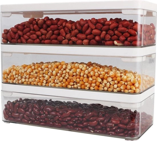 3 confezioni di scatole di conservazione rettangolari in plastica per spaghetti da 2L con coperchi per cucina riutilizzabili per cereali, cornflakes e pasta