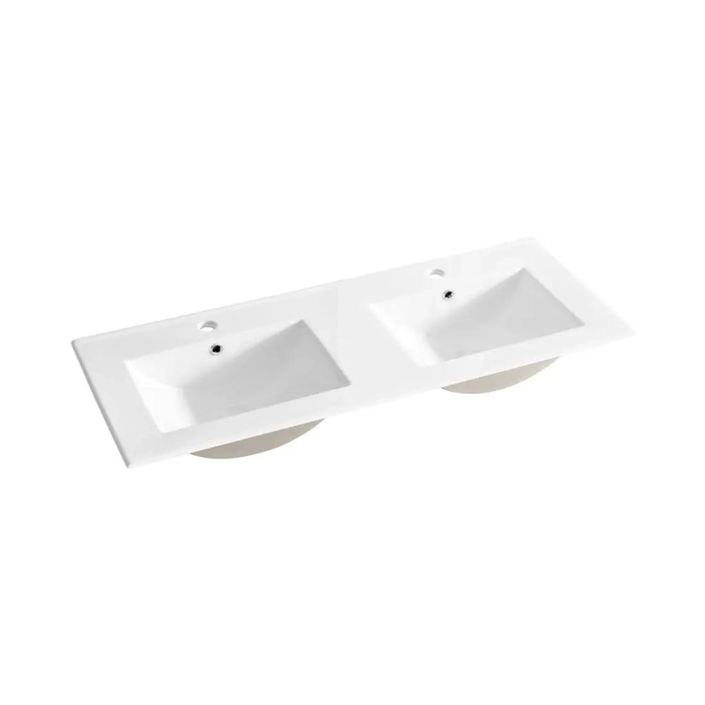 Set da bagno OSTER 120cm: mobile sottolavabo con cassetti verde salvia + doppio lavabo incassato bianco