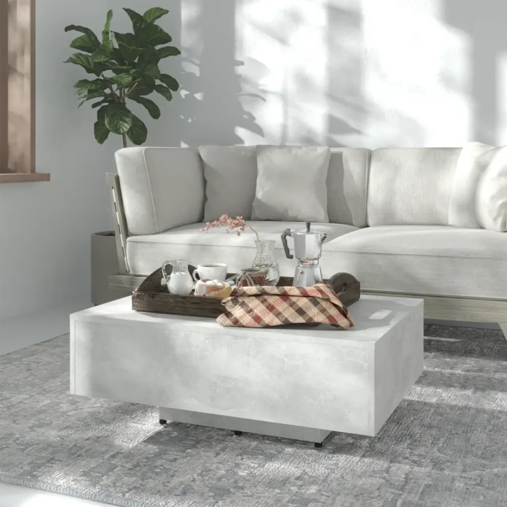 Tavolino salotto | Tavolino da caff¨¨ | Tavolino da Soggiorno Grigio Cemento 85x55x31 cm Legno Multistrato