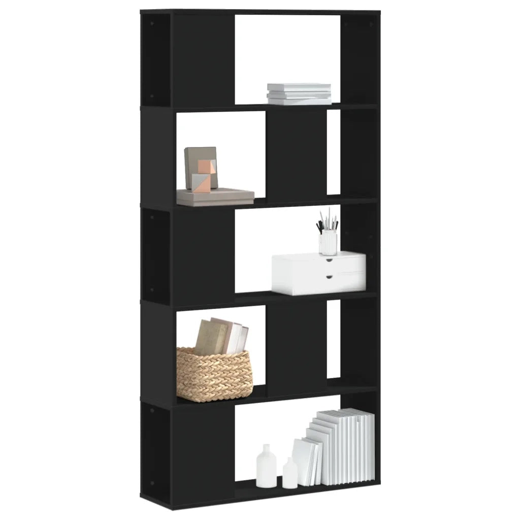 Libreria 5 Ripiani Nera 80,5x23,5x162,5cm in Legno Multistrato 852772