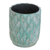 Vaso Cachepot in Ceramica con Trama a Rombi Larghezza 36 cm