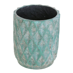 Vaso Cachepot in Ceramica con Trama a Rombi Larghezza 36 cm