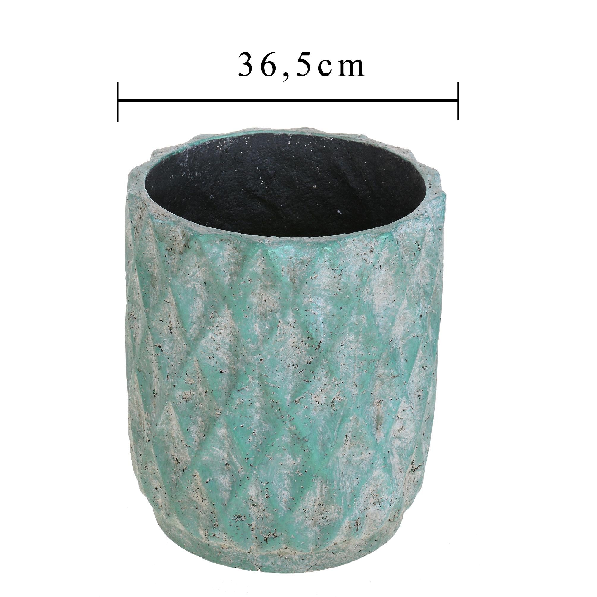 Vaso Cachepot in Ceramica con Trama a Rombi Larghezza 36 cm