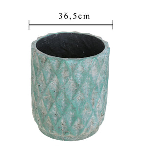 Vaso Cachepot in Ceramica con Trama a Rombi Larghezza 36 cm
