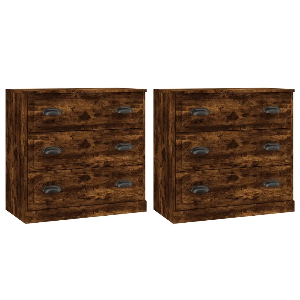 vidaXL Credenze 2 pz Rovere Fumo in Legno Multistrato