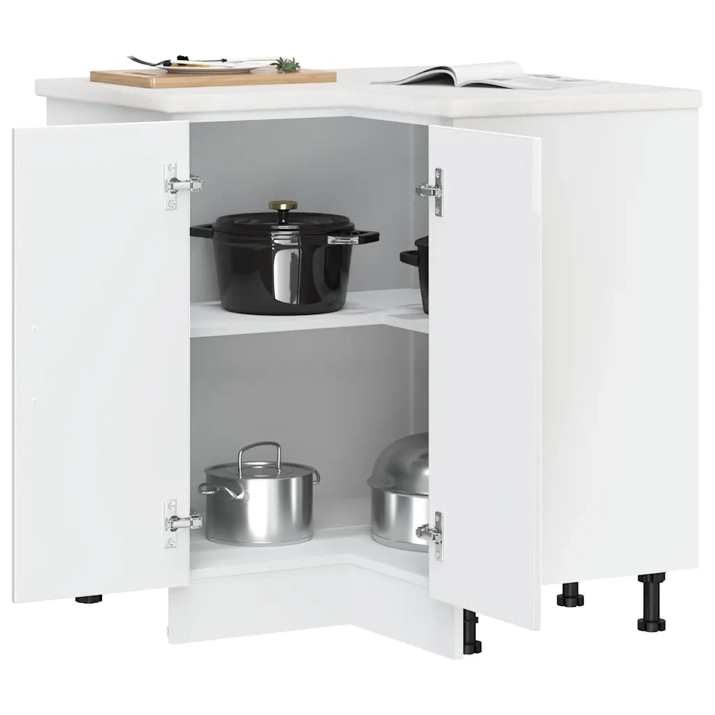 Base ad Angolo Cucina Porto Bianco Lucido in Legno Multistrato