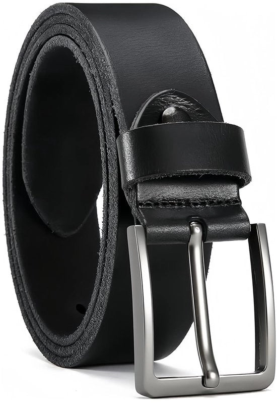 Cinturone in Pelle 120 cm - Riem per Uomo in Pelle - Cinturone Nero per Uomo - 3,5 cm Larghezza - Cinturone Elegante per Tempo Libero - Cinturone Sostenibile