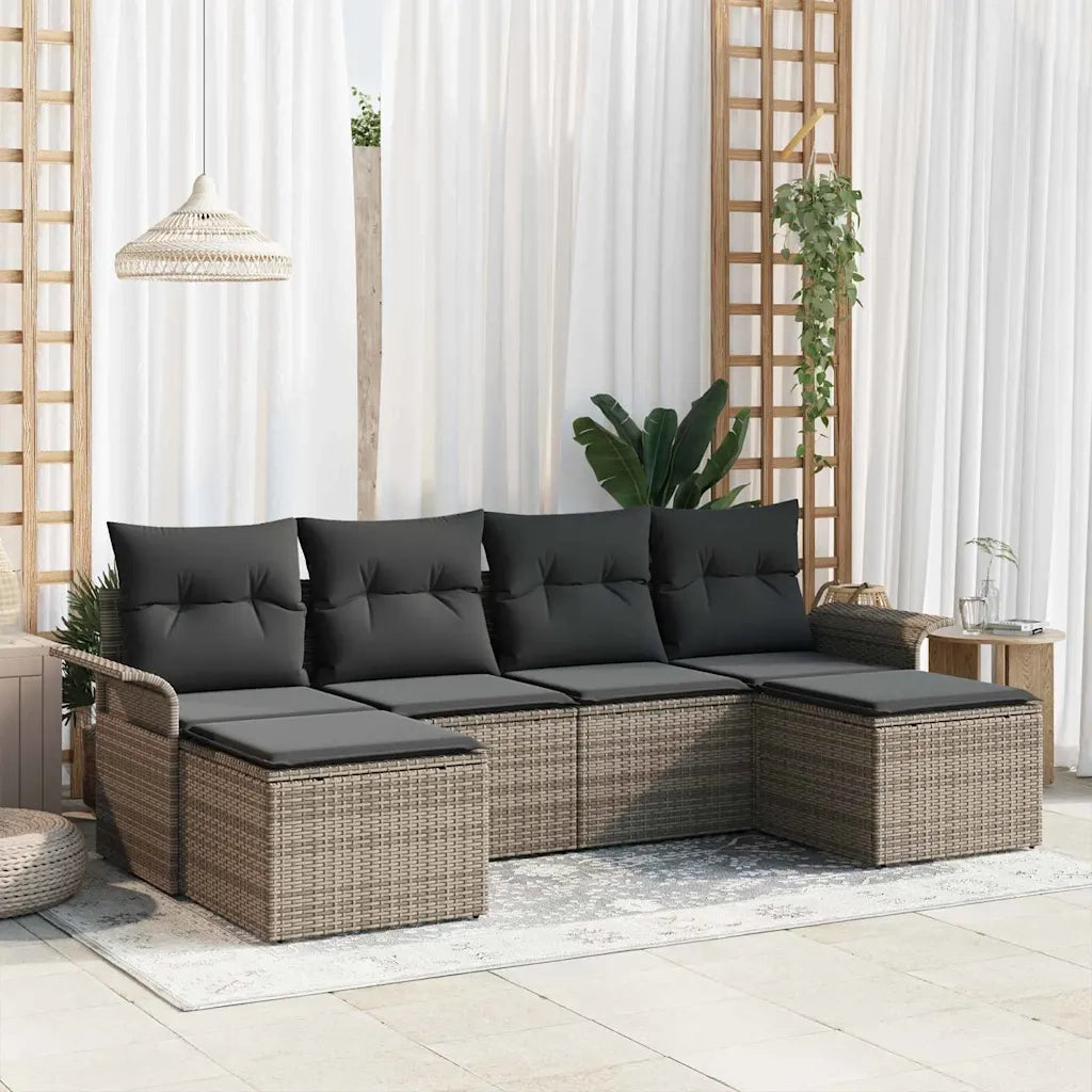 Set Divano da Giardino 6 pcs Grigio polyrattan 3354138