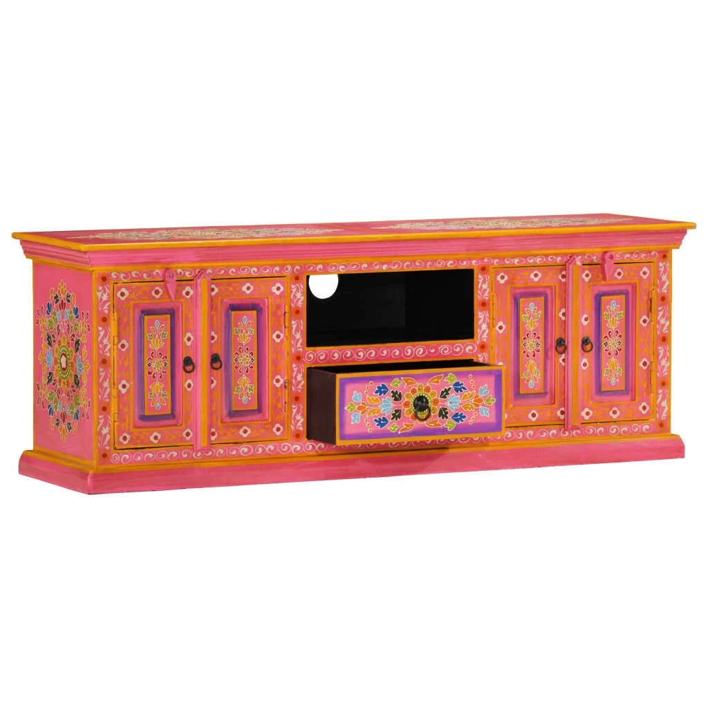 Mobile TV multimediale scaffale TV mobile TV sala da pranzo soggiorno camera da letto rosa 110 x 30 x 40 cm legno massello di mango rosa 02_0028289
