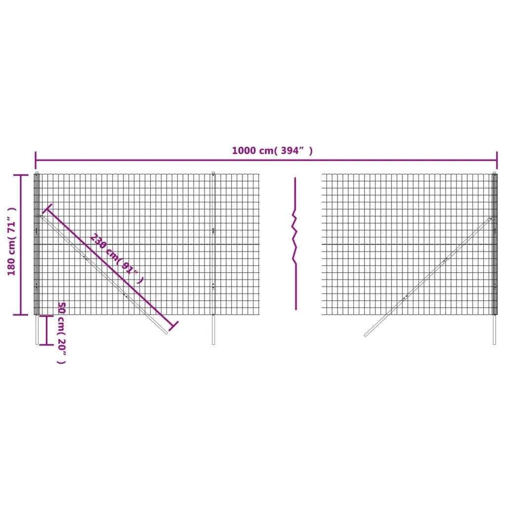 Recinzione Metallica Antracite 1,8x10 m in Acciaio Zincato 154213