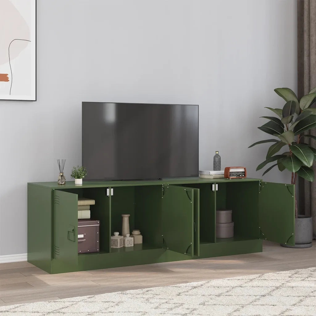 Mobili TV 2 pz Verde Oliva 67x39x44 cm in Acciaio