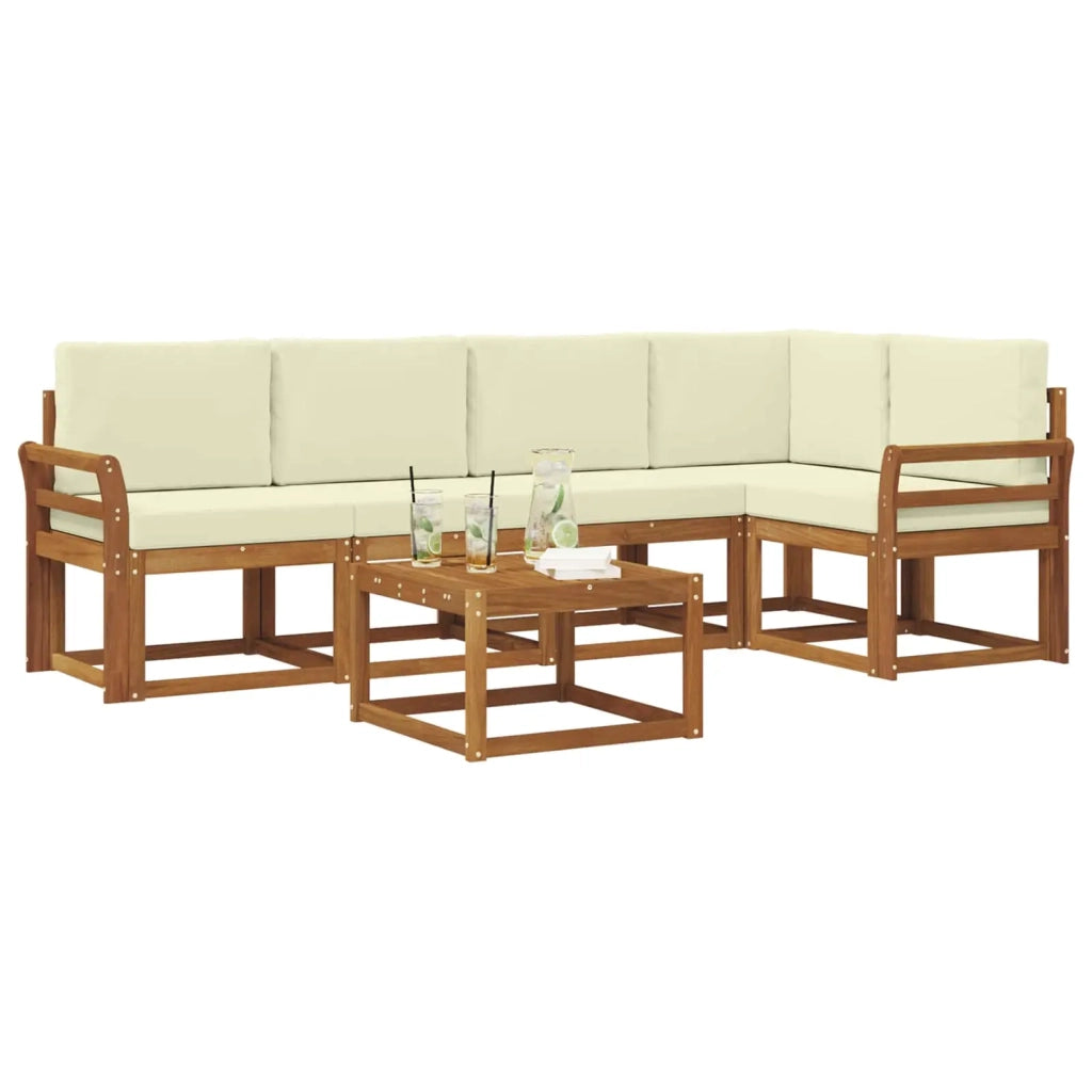 Set di divani da esterno con cuscino 6 pcs Naturale e Crema 3366428