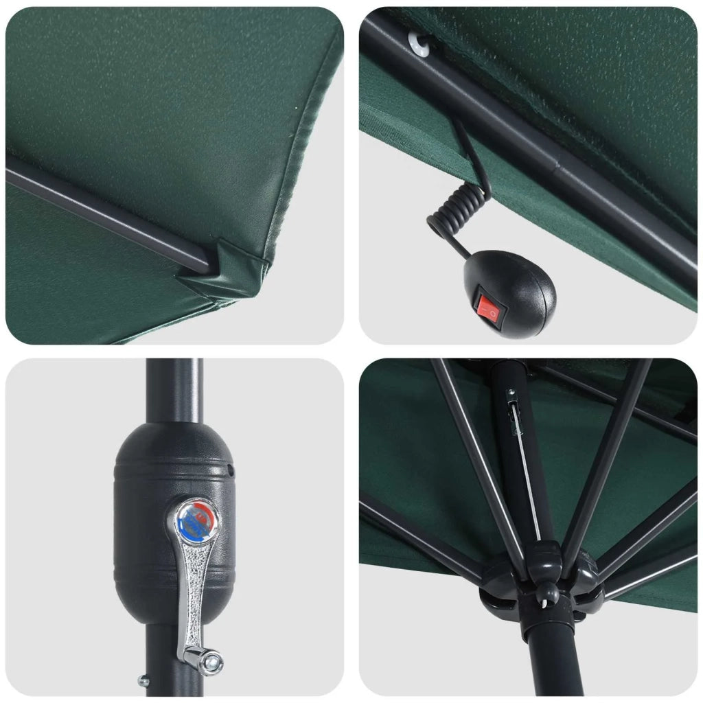 Ombrello | Parasol da giardino Verde 294 x 150 x 224 cm