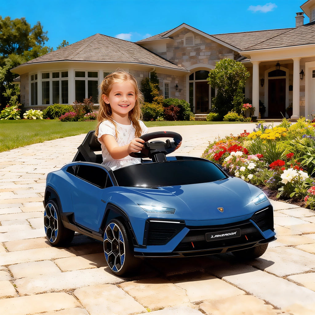Auto elettrica per bambini Lamborghini 12V ¨C zephmum ¨C 2 motori, telecomando 2.4G, blu