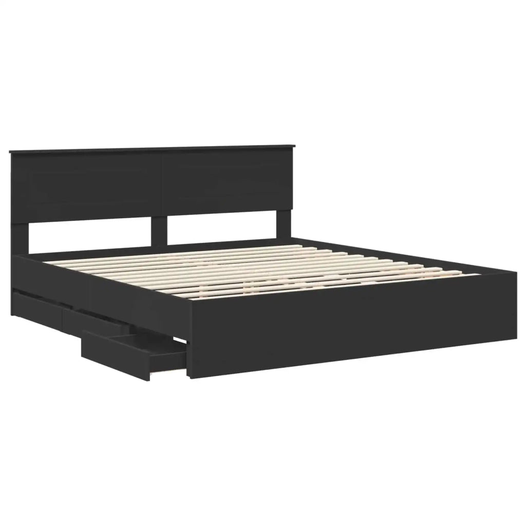Struttura del letto Nero 200 x 200 cm Legno Ingegnerizzato