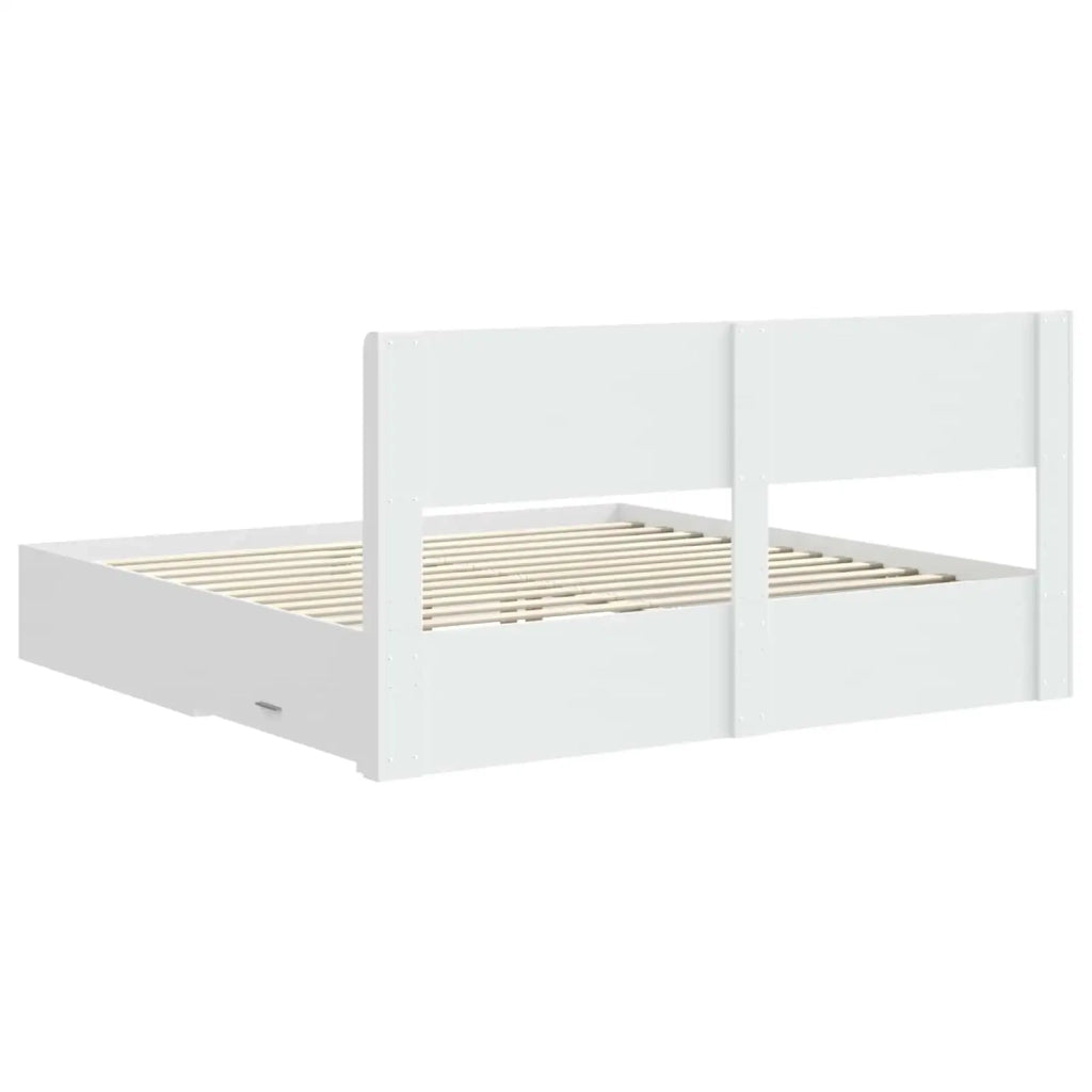 Struttura del letto con stoccaggio e testata-Giroletto con contenitore Bianco 986110