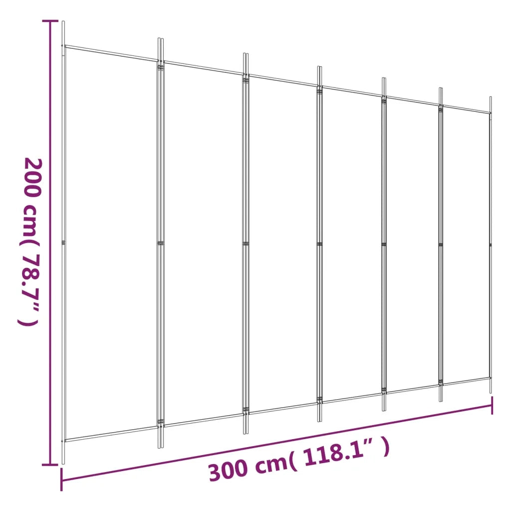 Divisorio a 6 Pannelli Marrone 300x200 cm in Tessuto 350191