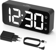 Alarme Digitale con Funzione di Sveglia LED, Doppio Allarme e Funzione di Rinvio, 8 Suoni di Allarme e Porta di Ricarica USB